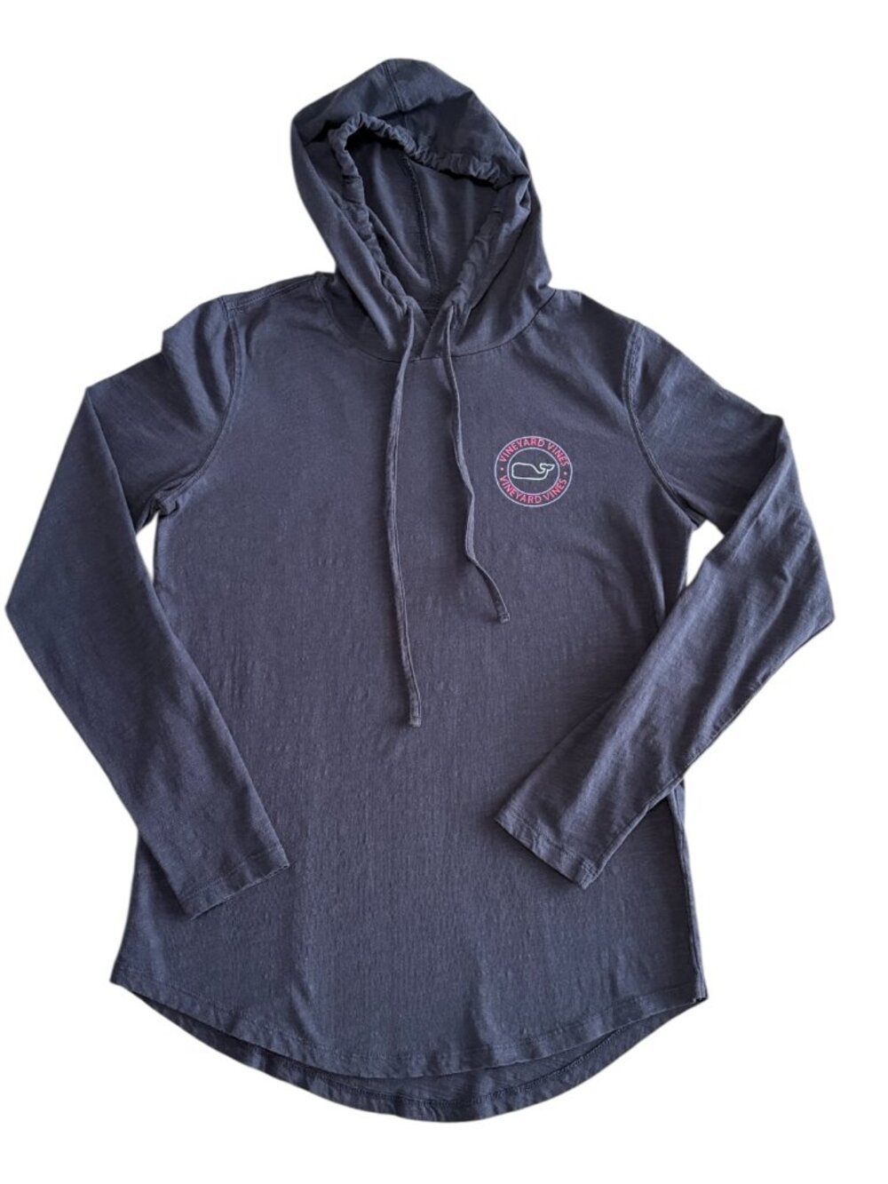 Vinyard Vines Navy Hooded Long Sleeved T-shirt Logo Whale Womens XS